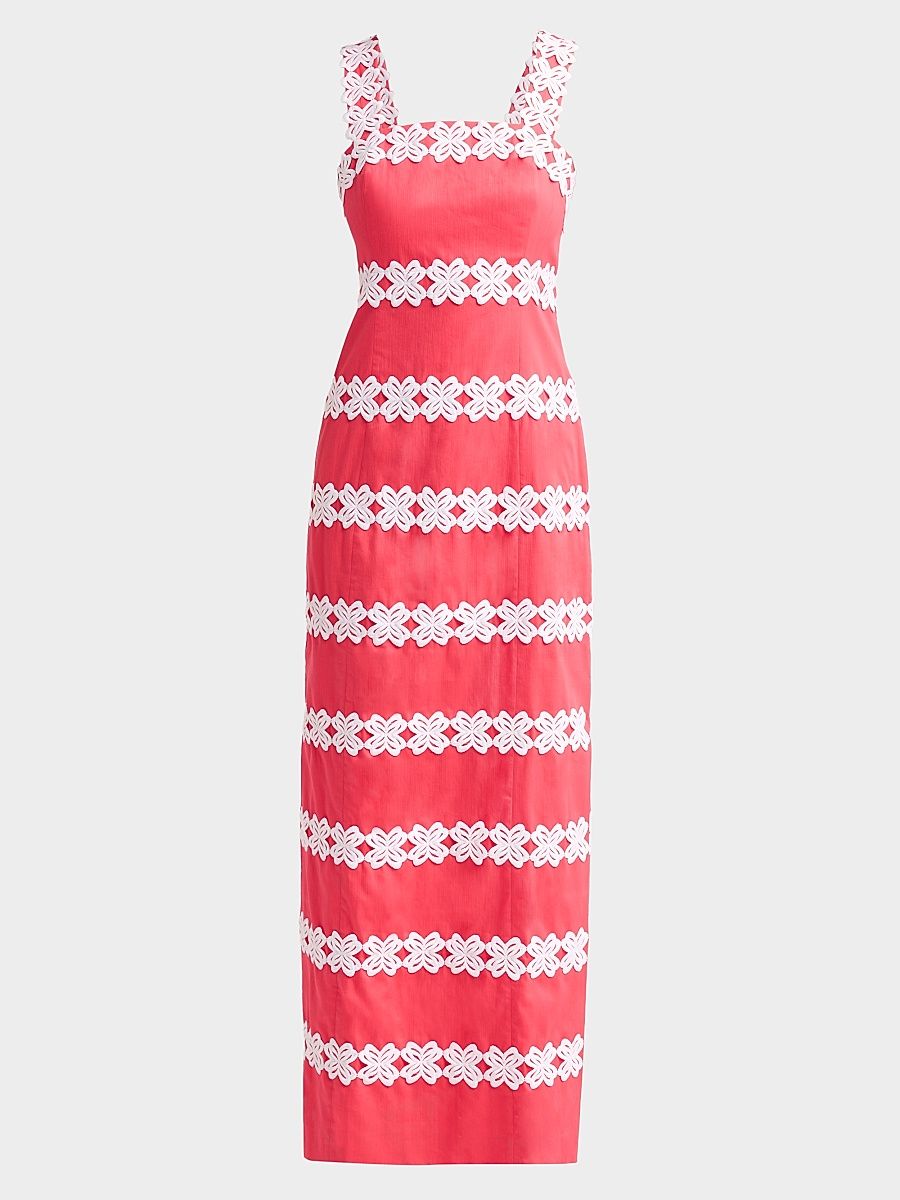 Women's Davis Lilly Lace Cotton Dobby Maxi Dress - Paradise Punch - Size 16