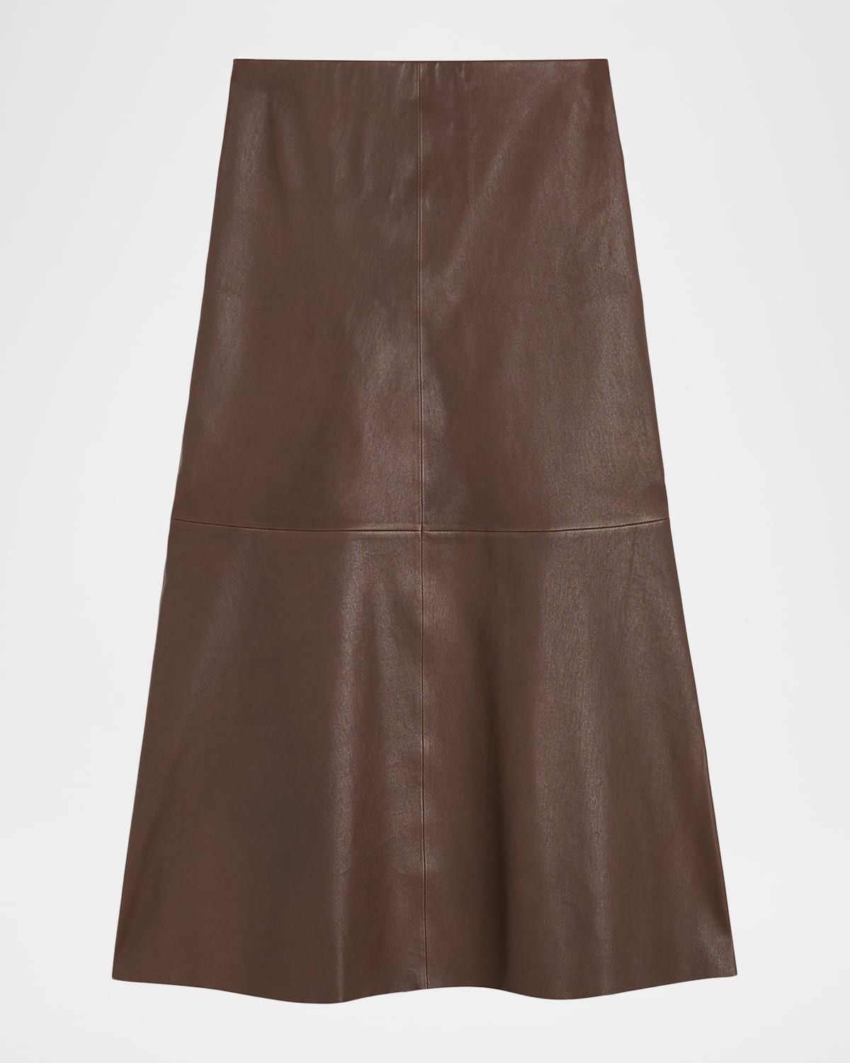 Simoas A-Line Leather Midi Skirt