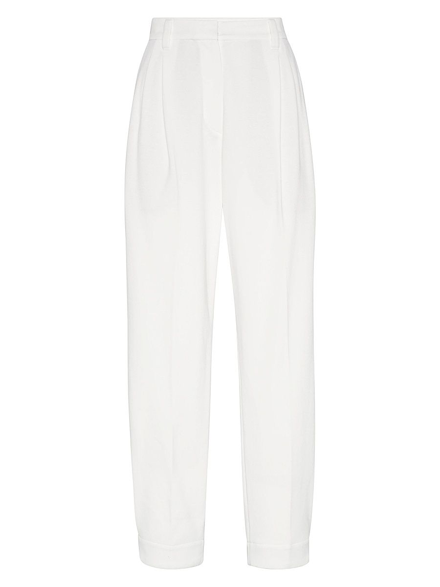 Women's Techno Cotton Piqué Sartorial Baggy Trousers - White - Size 10