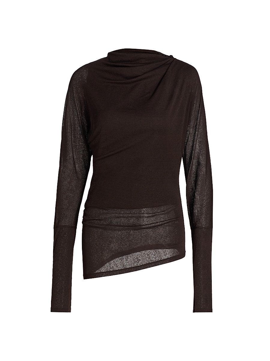 Women's Golda Jersey Asymmetric Top - Espresso - Size Large