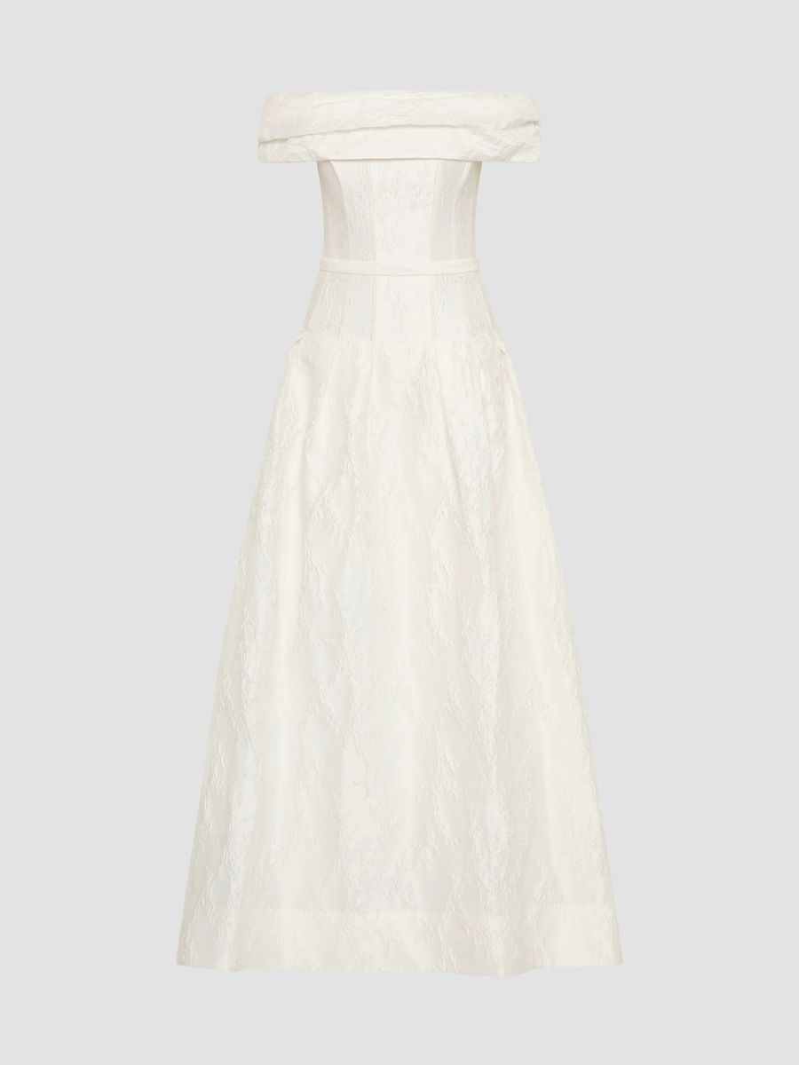 Rebecca Vallance Women's Revolution Embossed Jacquard Off-The-Shoulder Gown - Ivory - Size 12