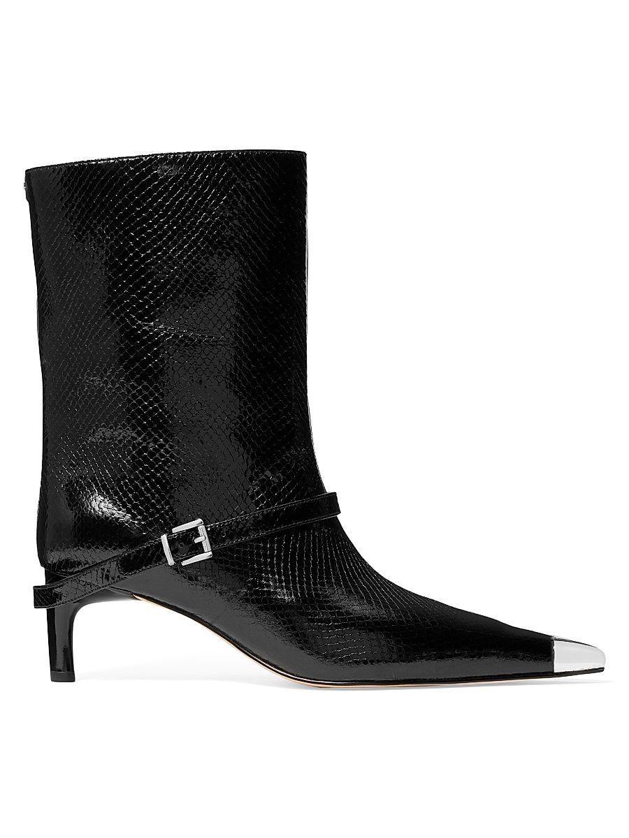 Women's Kasia 60MM Snake-Embossed Leather Boots - Black - Size 10