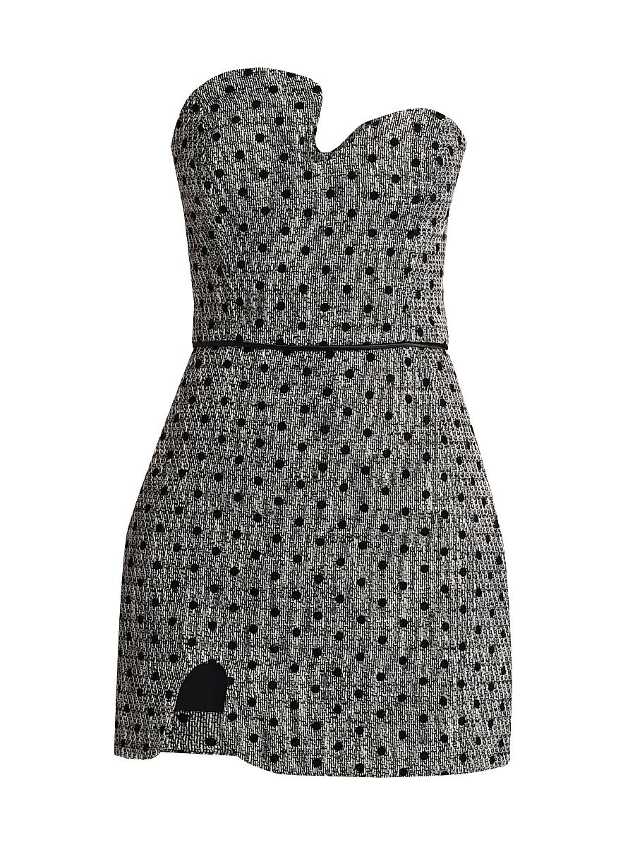 Women's Puzzle Polka Dot Strapless Minidress - Black White - Size Large