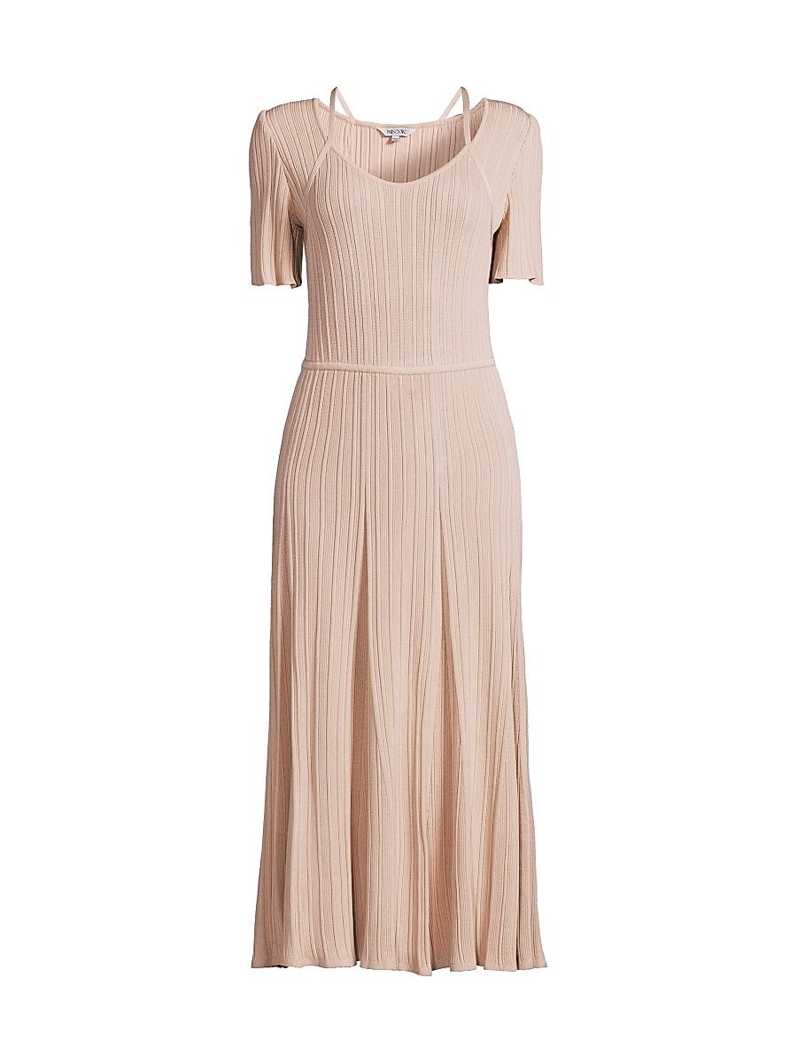 Women's Fit & Flare Soft Rib-Knit Midi-Dress - Biscotti - Size Large