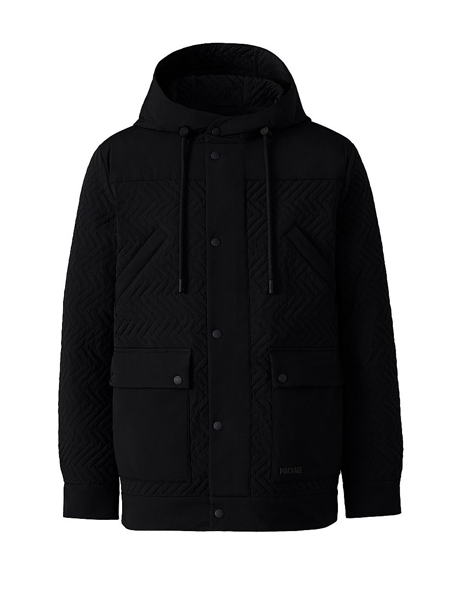 Men's Thiago Chevron-Quilted Down Jacket - Black - Size 44