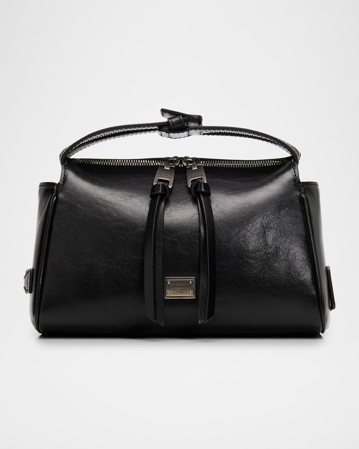 Zip-Top Leather Top-Handle Bag