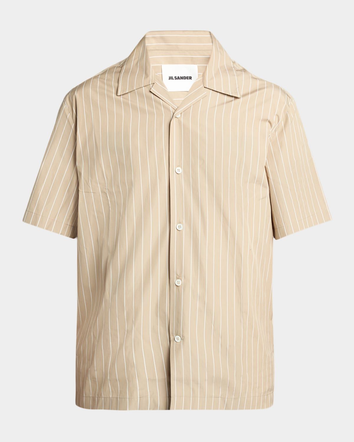 Men & apos;s Striped Cotton Poplin Camp Shirt