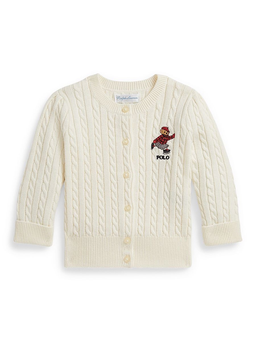 Baby Girl's Cable-Knit Cotton Cardigan - Clubhouse Cream - Size 6 Months