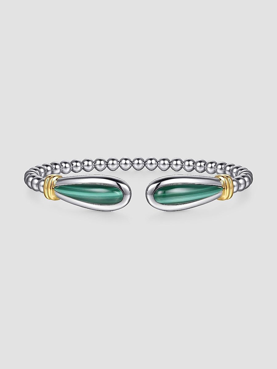 Gabriel & Co Women's Bujukan Sterling Silver, 14K Yellow & Malachite Bangle - Sterling Silver