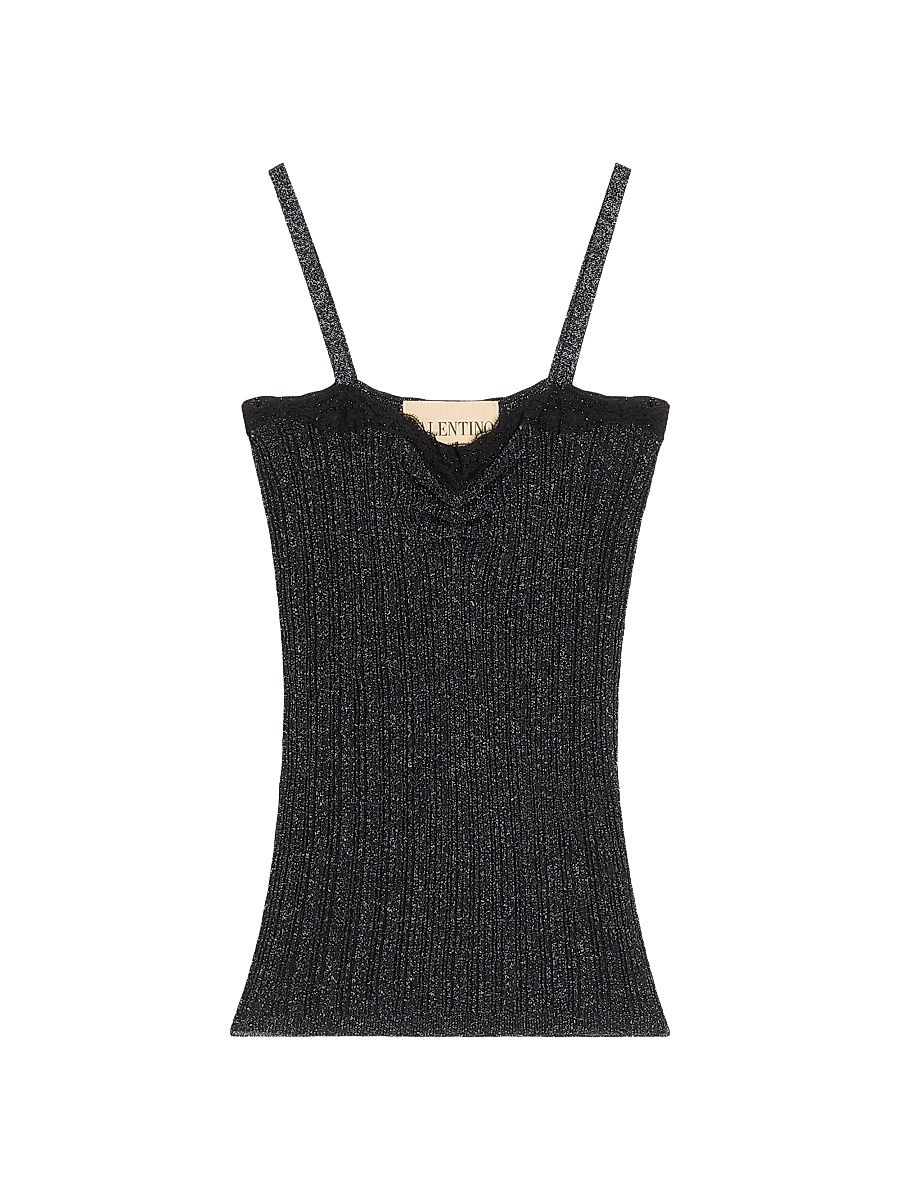 Women's Lurex Knit Top - Black - Size XS