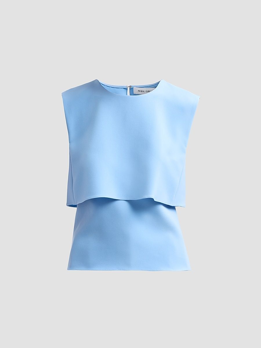 Women's Fold Layered Top - Light Blue - Size 0