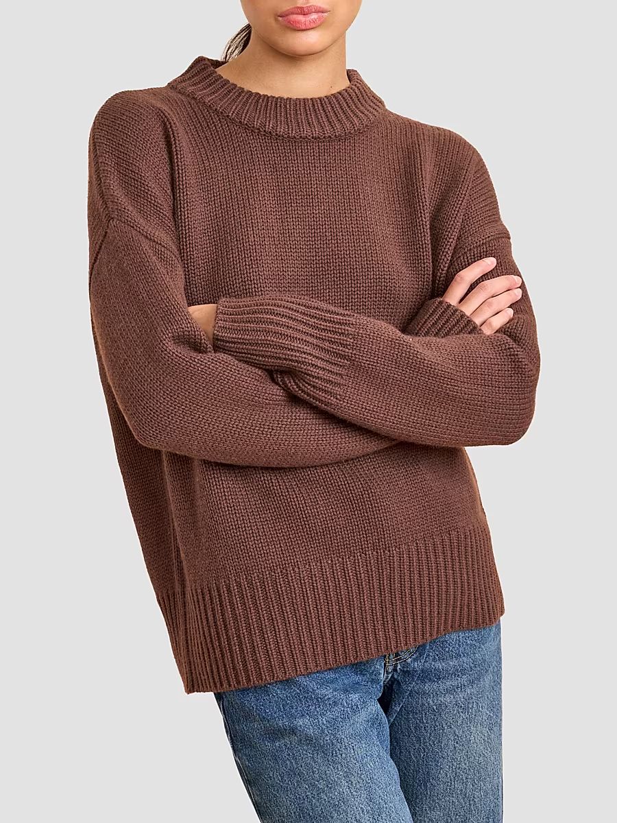 Women's Solid Marin Sweater - Chocolate - Size Large