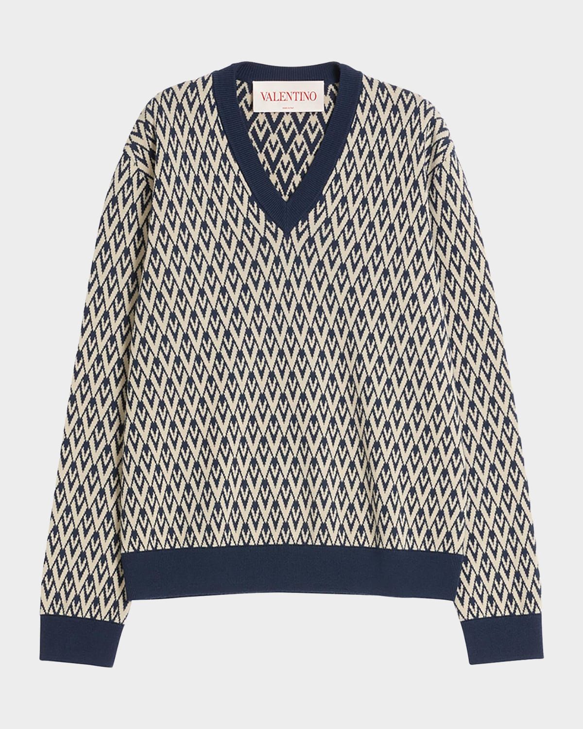Men & apos;s V Jacquard Wool Sweater