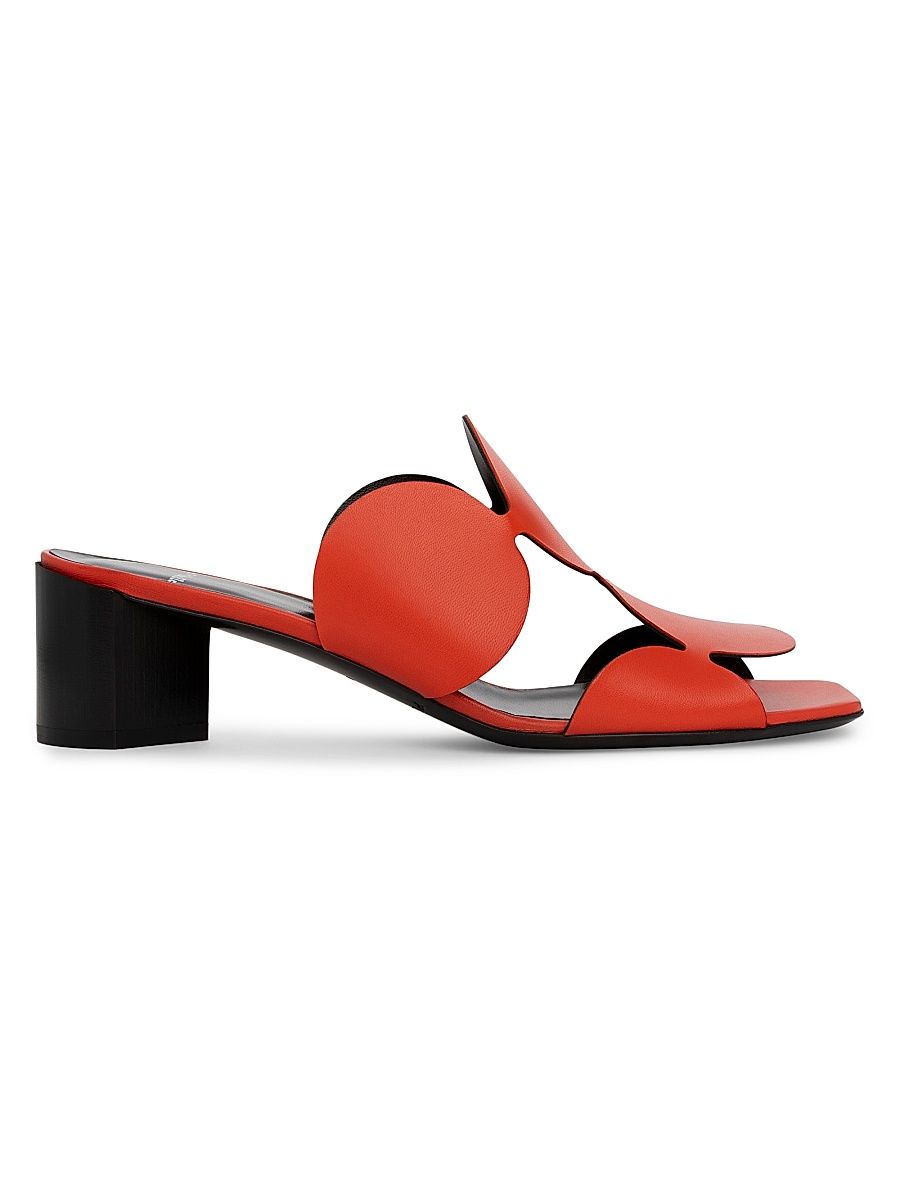 Pierre Hardy Women's Bulles Circular Applique Leather Mules - Kid Orange - Size 10