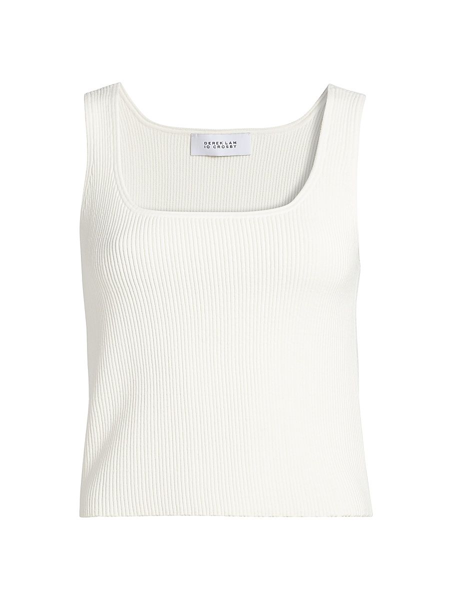 Women's Sain Rib-Knit Tank - Blanc De Blanc - Size XL