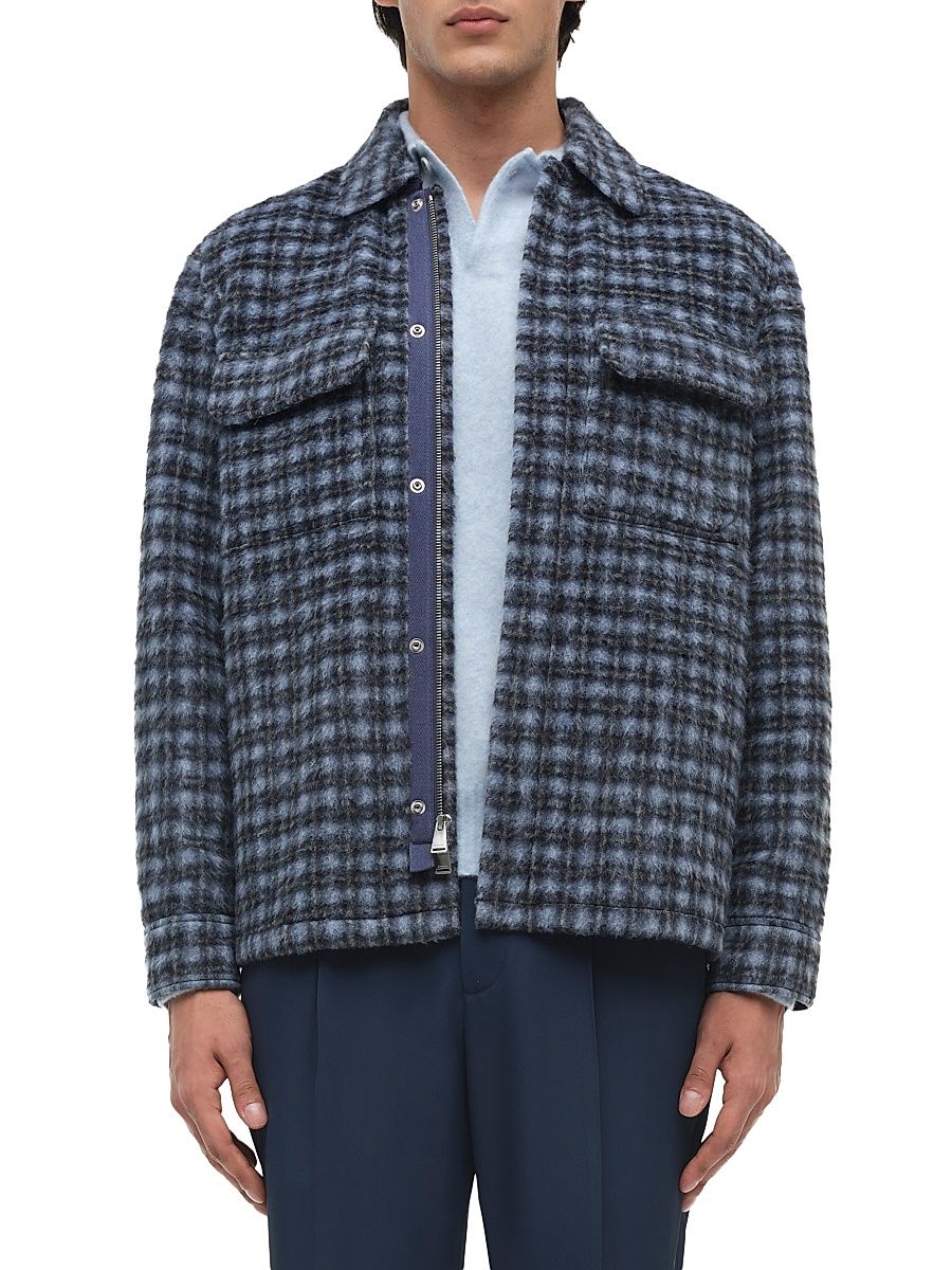 Men's Caleb Plaid Fleece Zip-Front Shirt Jacket - Midnight Plaid - Size Small