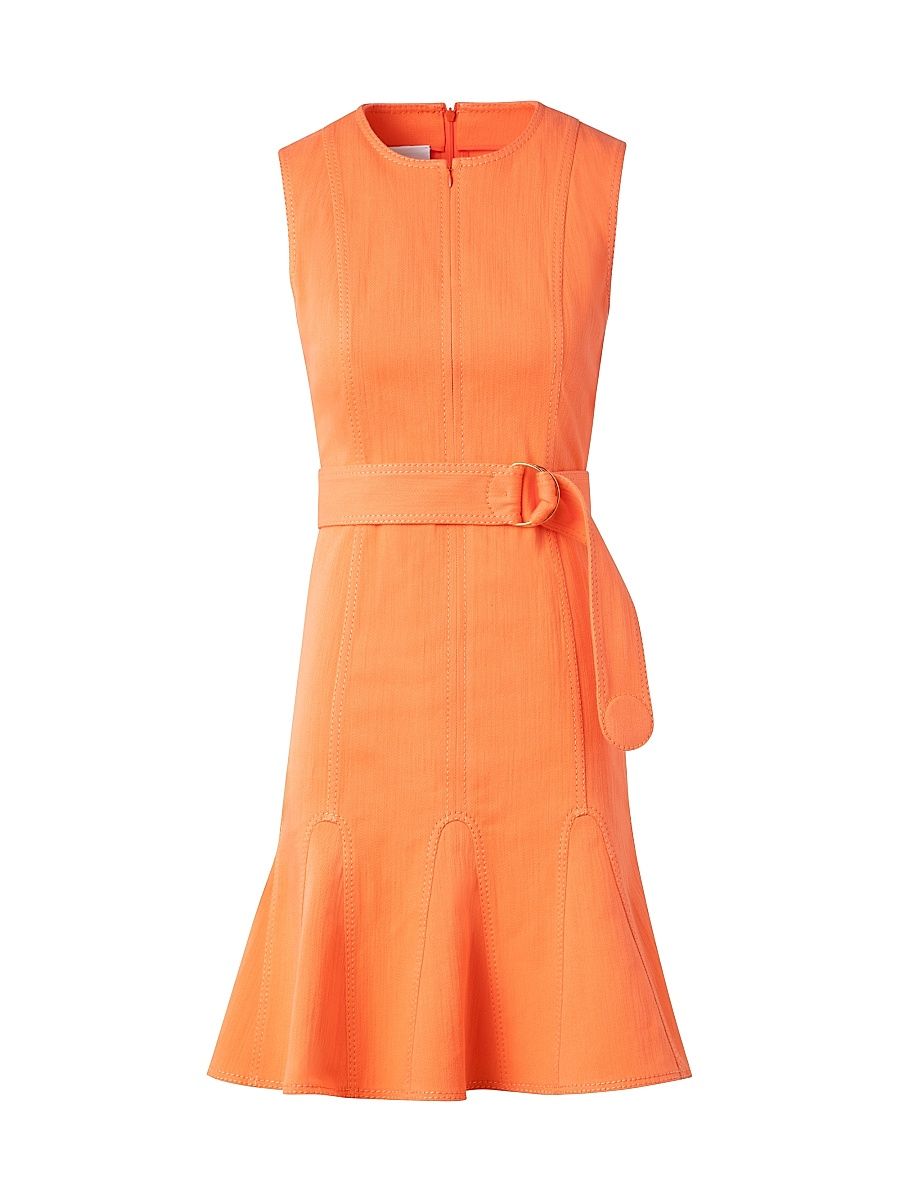 Women's Denim Fluted-Hem Minidress - Peach - Size 16