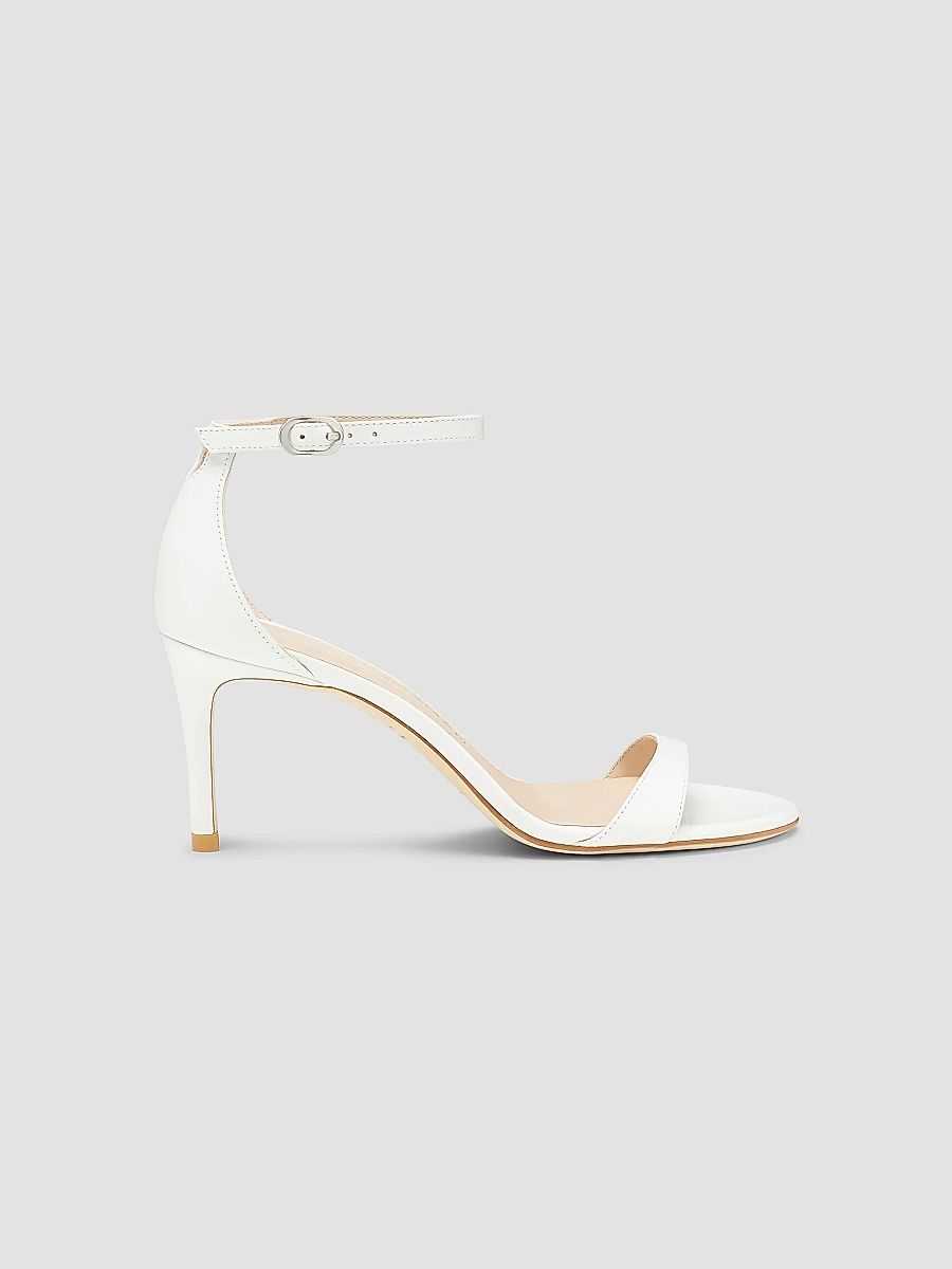 Stuart Weitzman Women's Nudist II 75MM Leather Sandals - White - Size 9.5