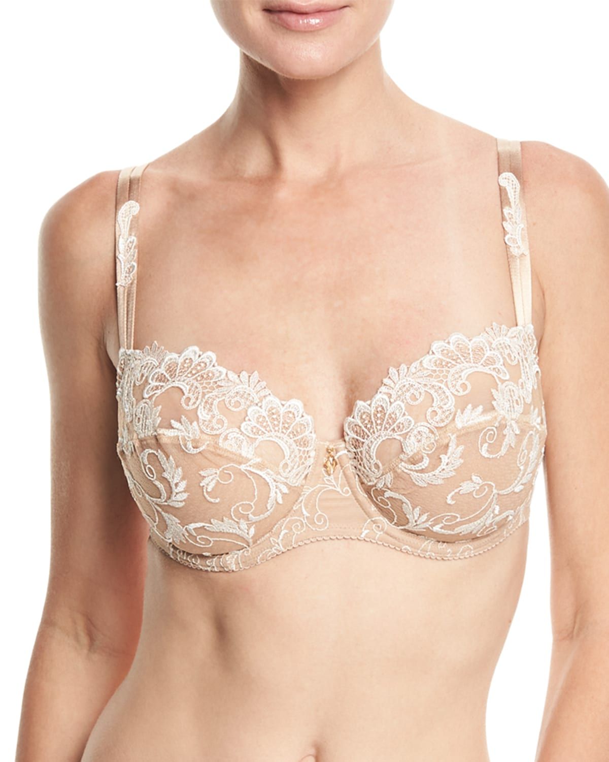 Charming Guipure Lace Demi-Cup Bra