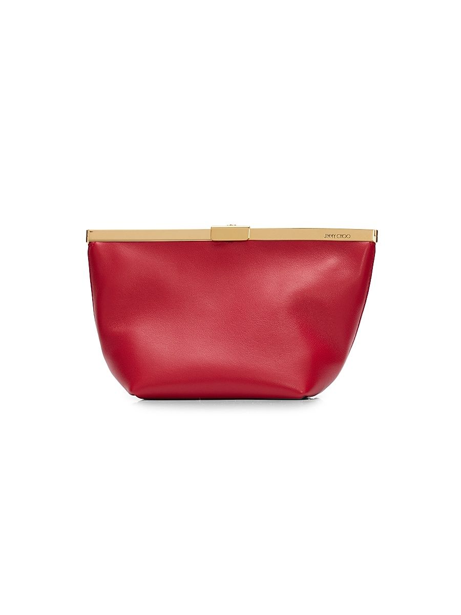Women's Ganache Leather Clutch - Ruby Red Gold