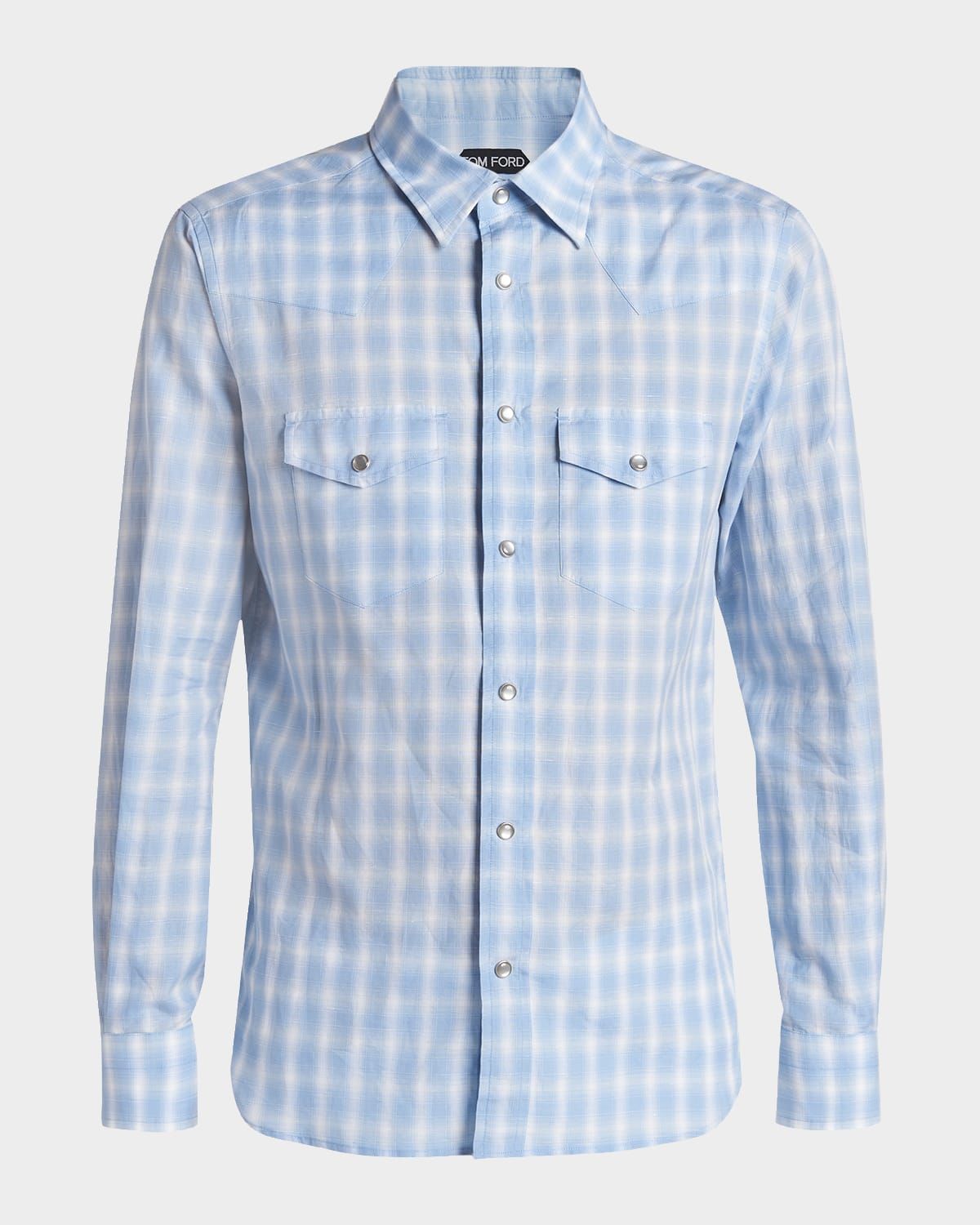 Men & apos;s Cotton and Linen Degrade Check Western Shirt