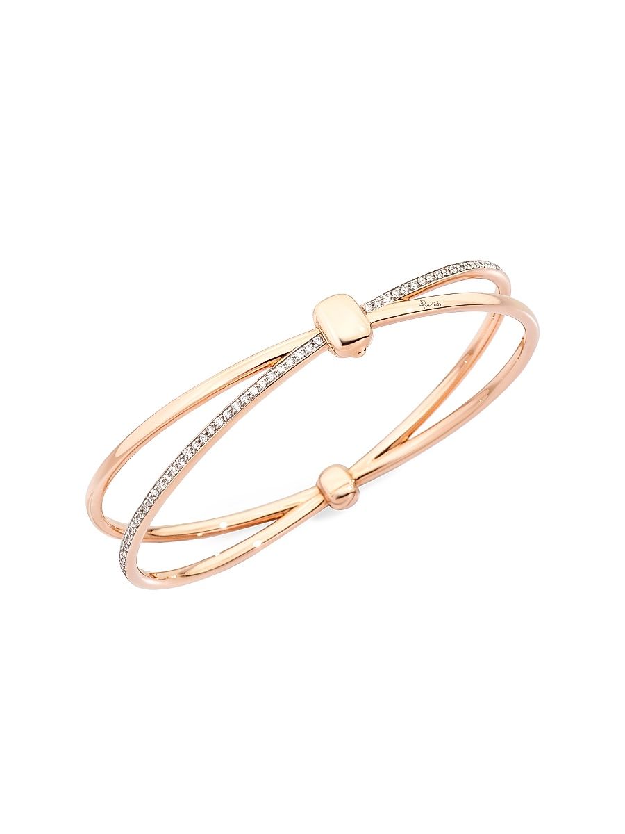 Women's Together 18K Rhodium-Plated Rose Gold & 0.9 TCW Diamond Bangle - Brown