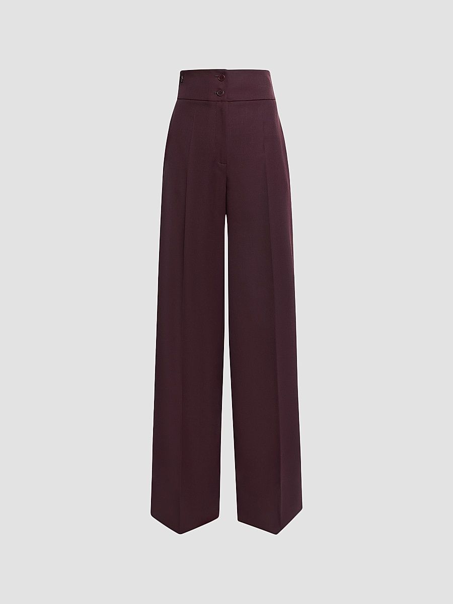 Women's Rudy Wool Straight-Leg Pants - Deep Cherry - Size 14