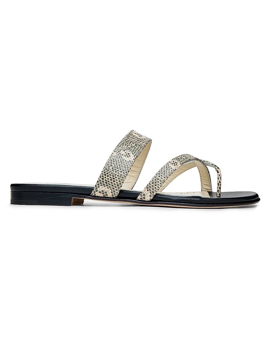 Women's Susaperf Snake-Embossed Leather Sandals - Black - Size 8