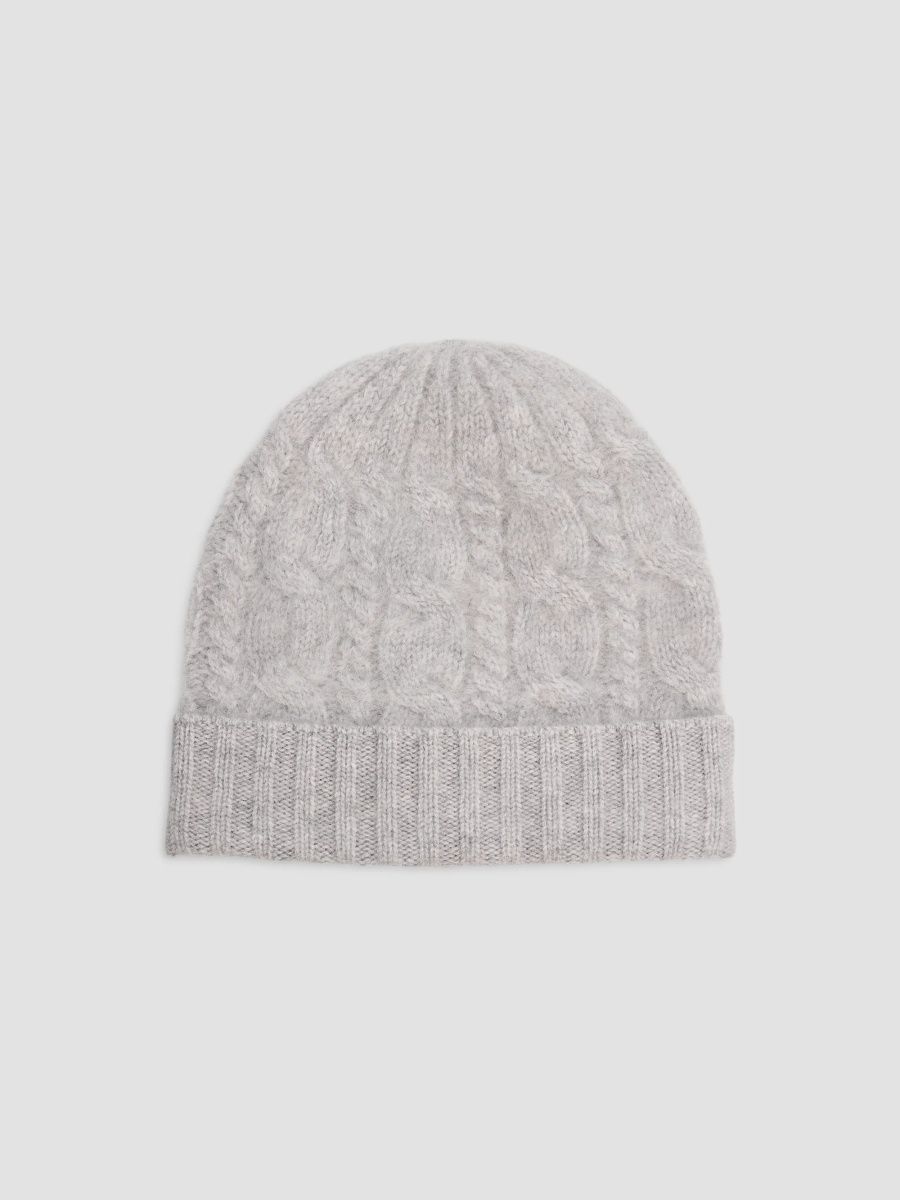 Sofia Cashmere Women's Cable-Knit Cashmere Beanie - Light Heather Grey