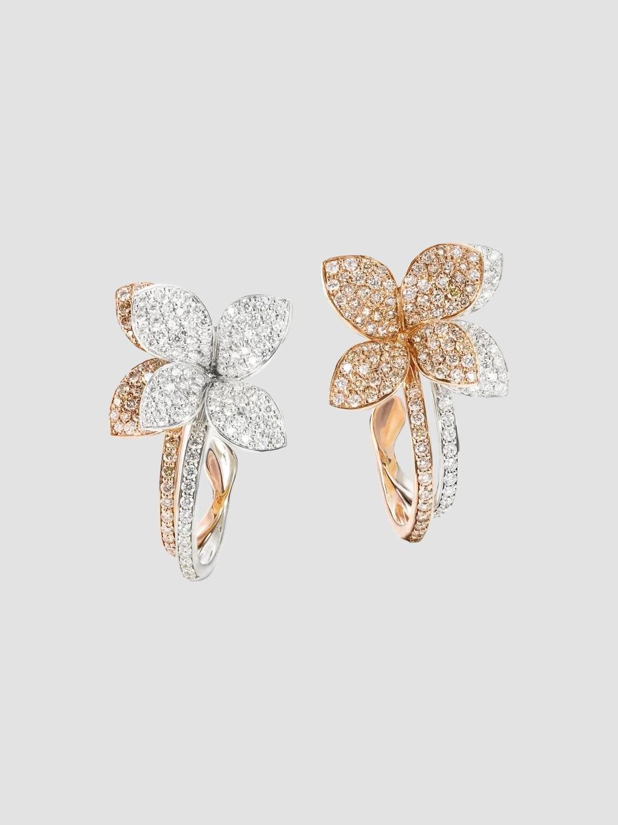 Pasquale Bruni Women's Petit Garden Two-Tone 18K Gold & 2.54 TCW Diamond Floral Hoop Earrings - Rose Gold