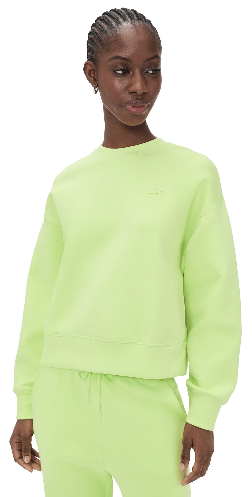 Lacoste Women's Cotton Jersey Sweatshirt Lime Green 8