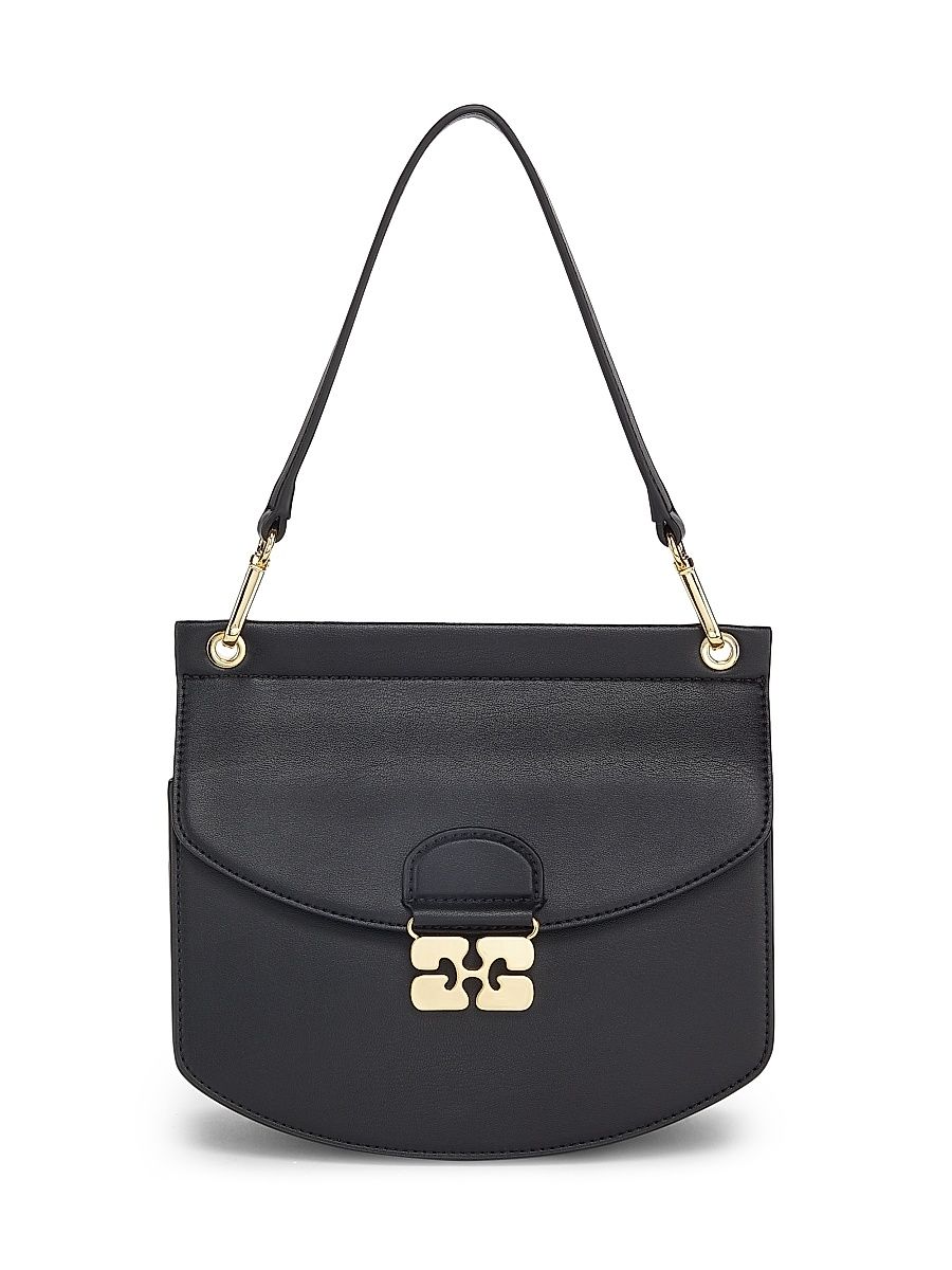 Ganni Women's Apo-G Leather Shoulder Bag - Black