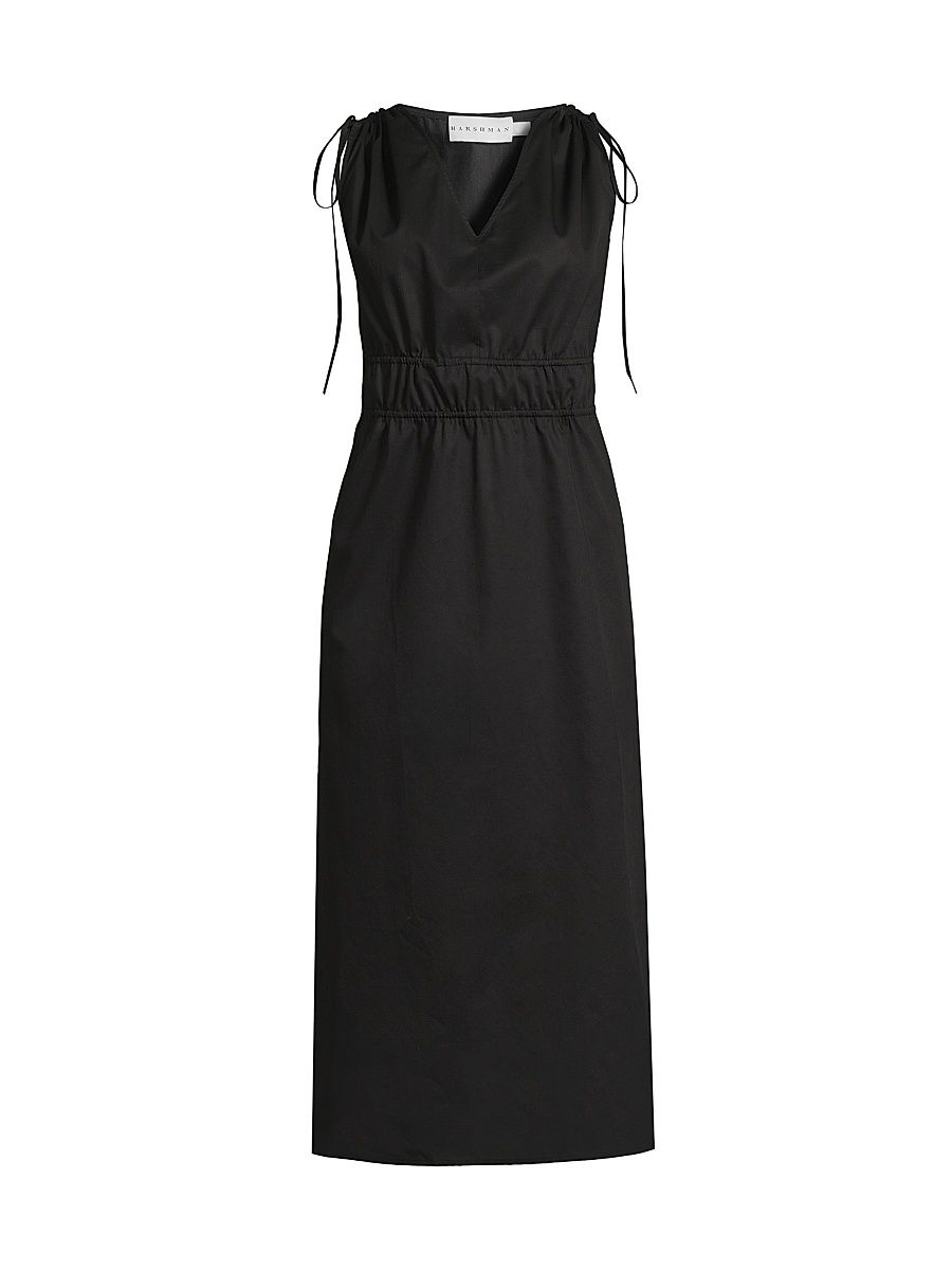 Women's Eliora Drawstring Sleeveless Midi-Dress - Black - Size Large