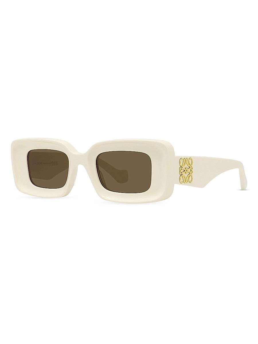 Men's Anagram 46MM Rectangular Sunglasses - Ivory Brown