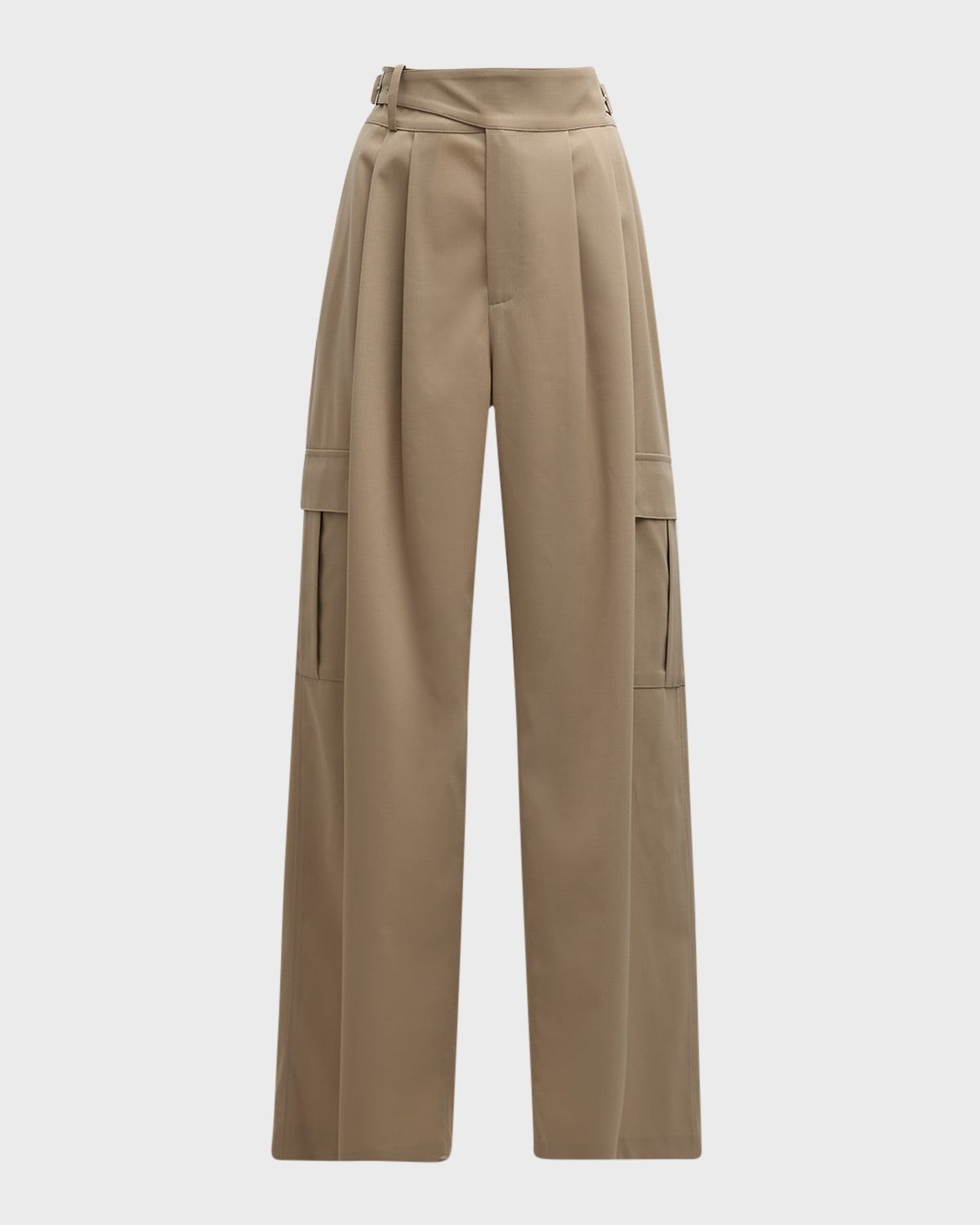 Nell Pleated Straight-Leg Cargo Trousers