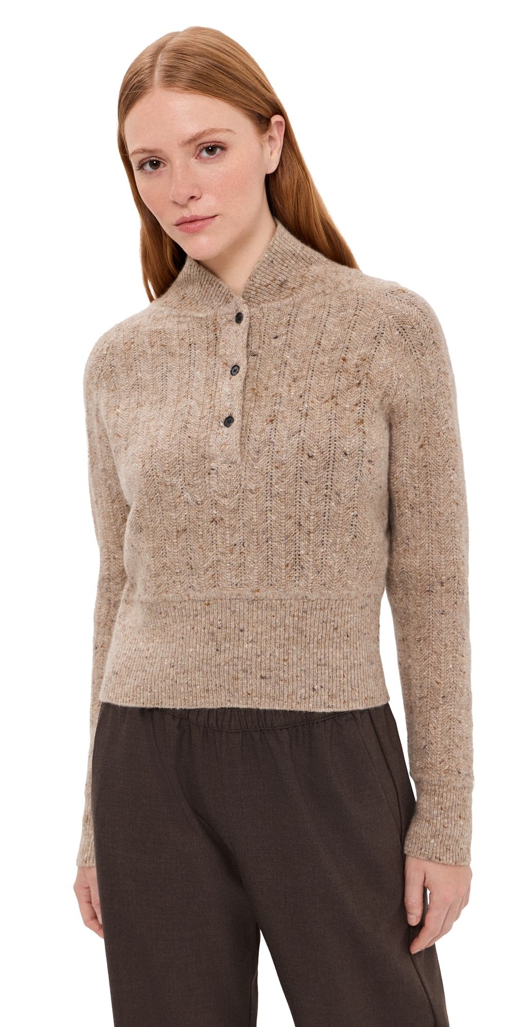 CO Cropped Henley Sweater Antelope S