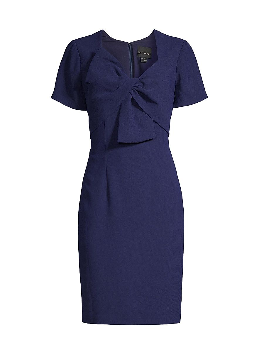 Shani Women's Twisted Bow Crepe Cocktail Dress - Blue - Size 16