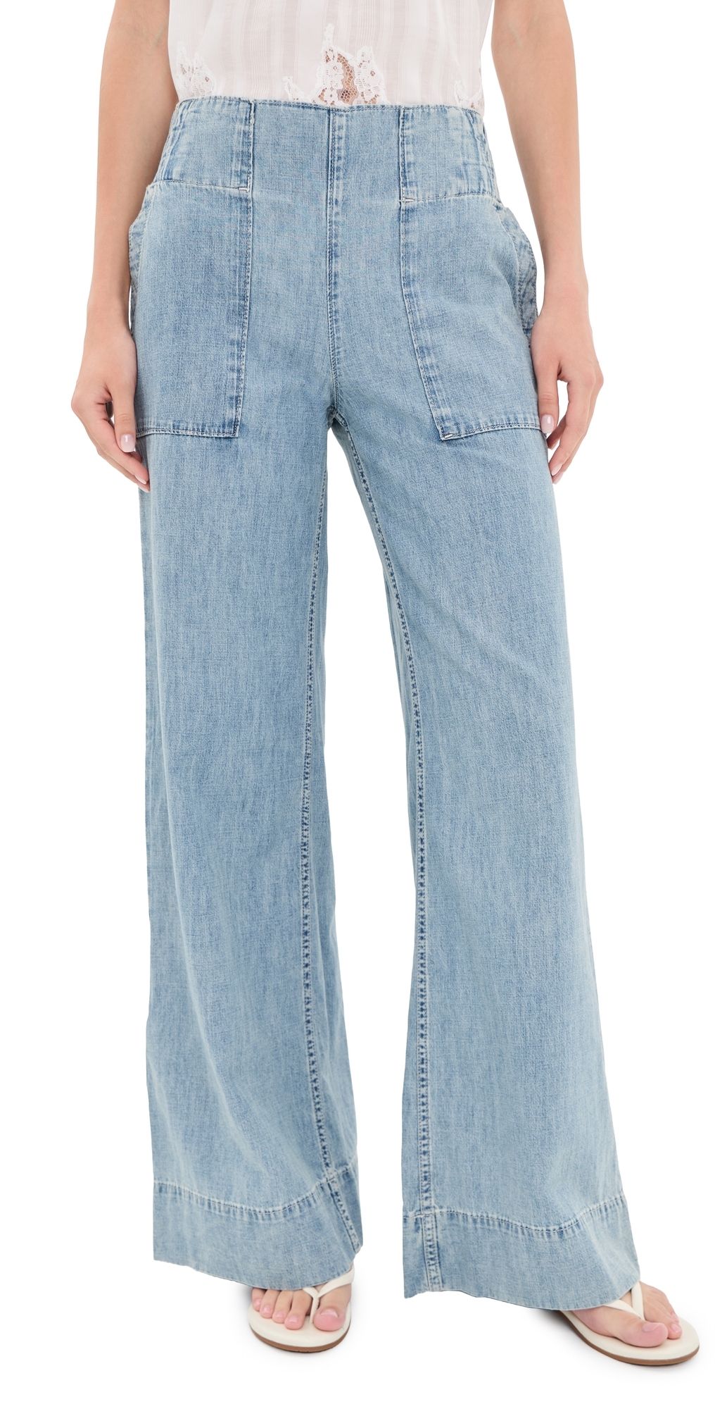 Free People Breezy Denim Pull On Jeans Dusk L