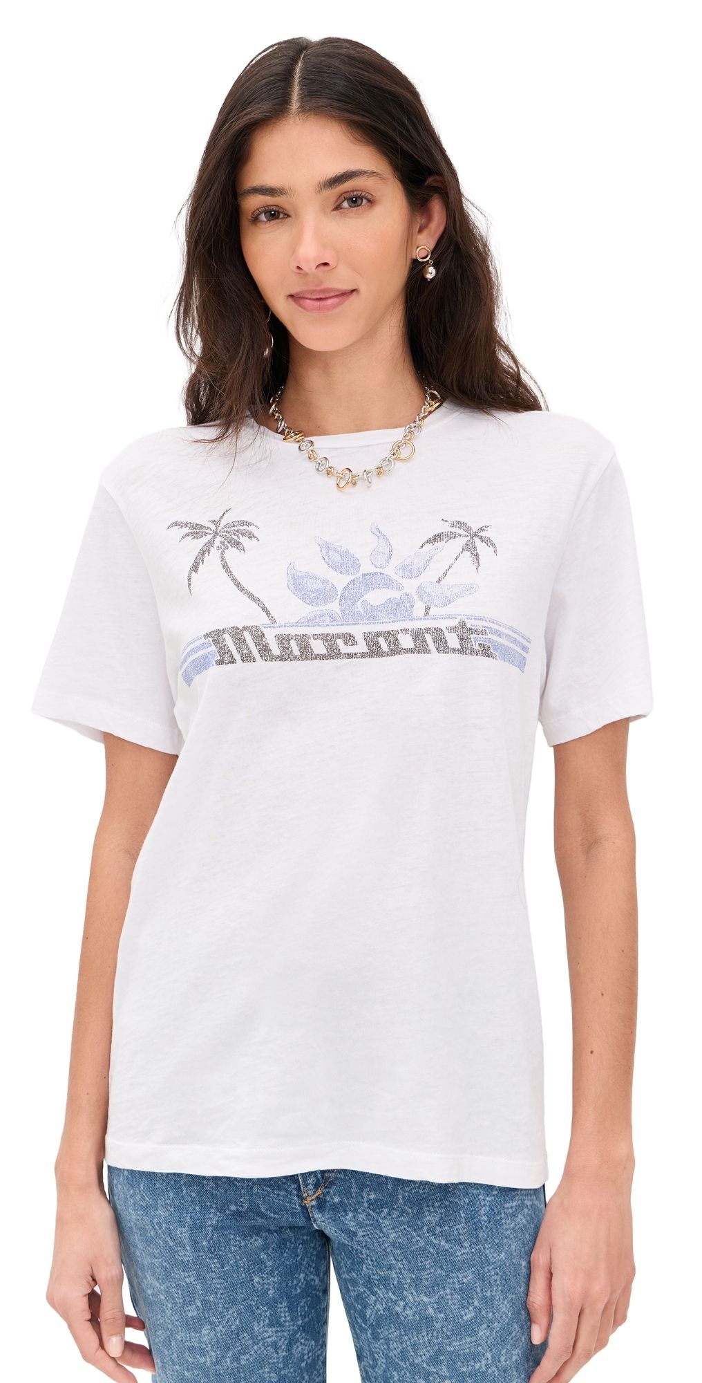 Isabel Marant Étoile Zewel Palm Tee White/Blue XS