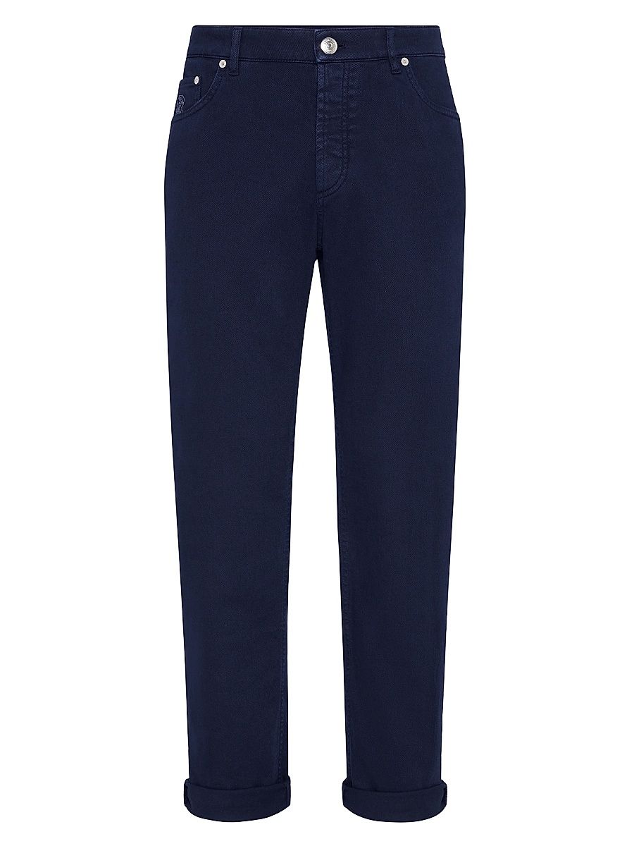 Men's Garment Dyed Comfort Lightweight Denim Traditional Fit Five Pocket Jeans - Navy Blue - Size 46