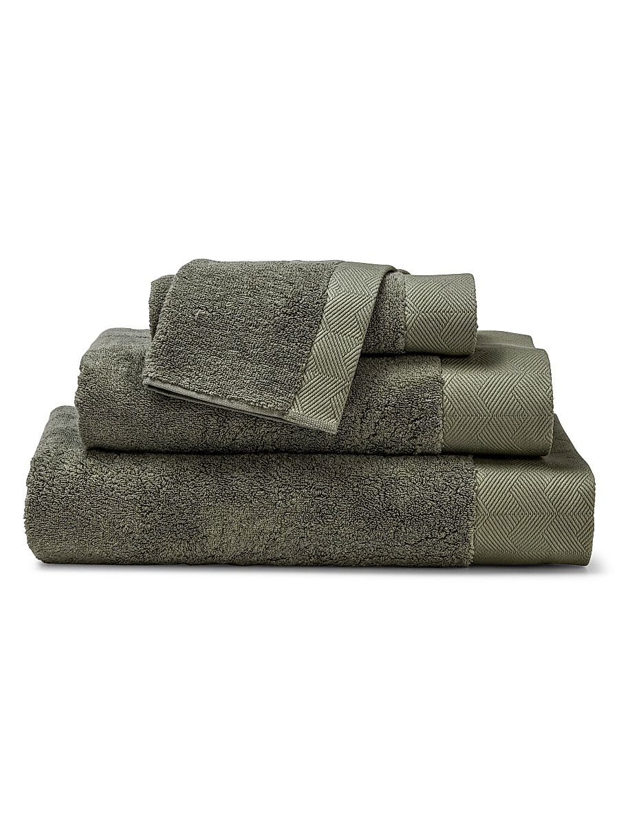 Diamond Border Egyptian Cotton Bath Mat - Sage Green