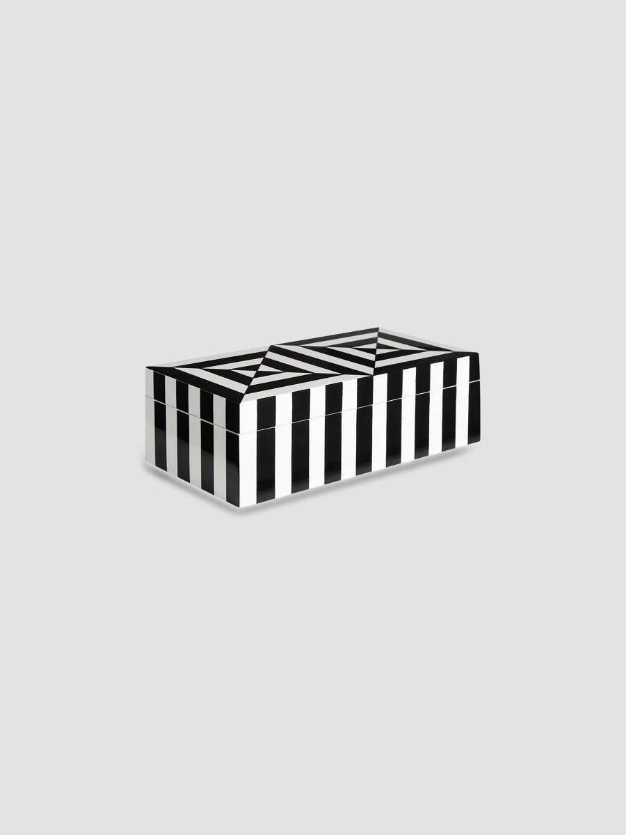 Jonathan Adler Small Op Art Lacquer Box - Black White
