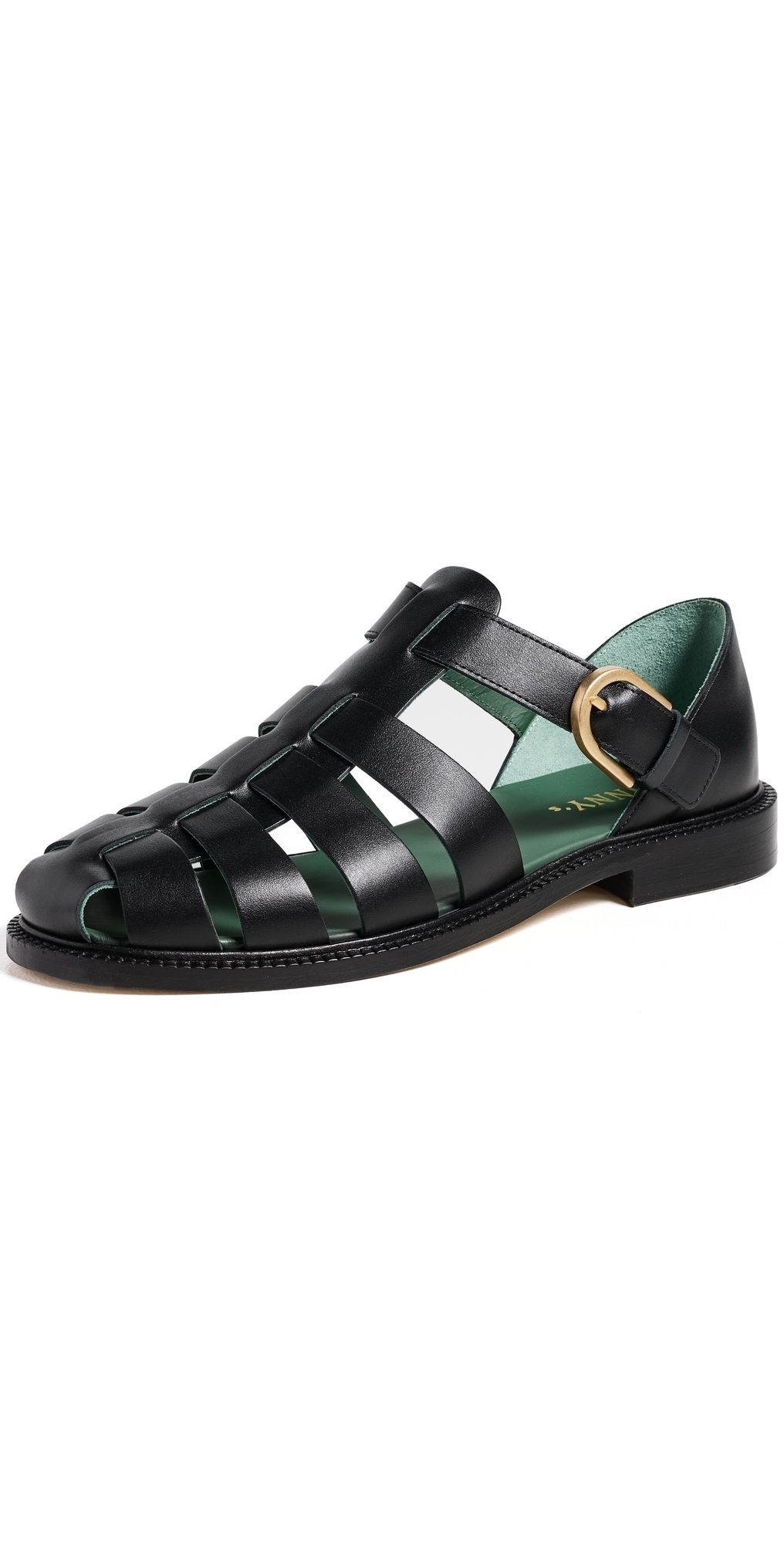 Vinny's Leather Fisherman Sandals Black Nappa 46