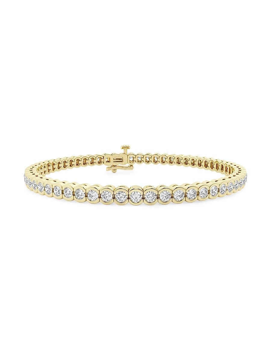 Women's 14K Yellow Gold & Round Lab-Grown Diamond Bezel Tennis Bracelet/1.00-10.00 TCW - 4 Tcw - Size 6.5