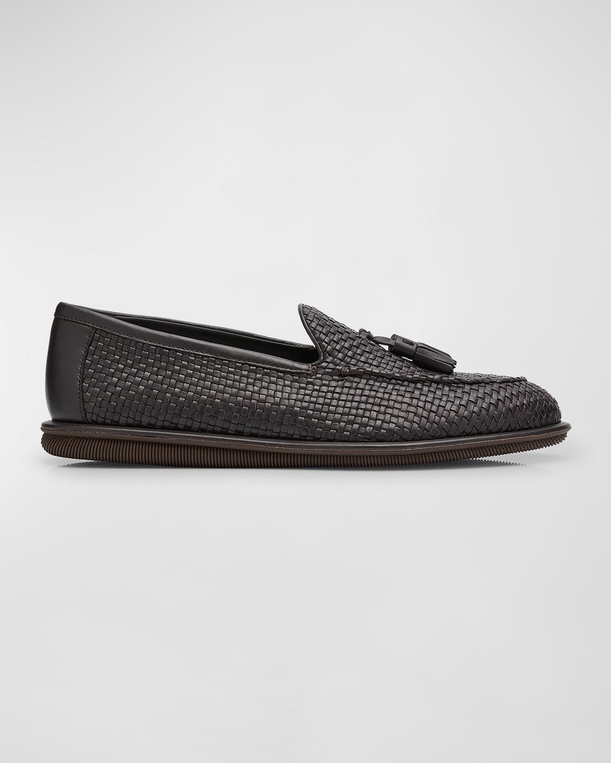 Men & apos;s Woven Leather Tassel Loafers