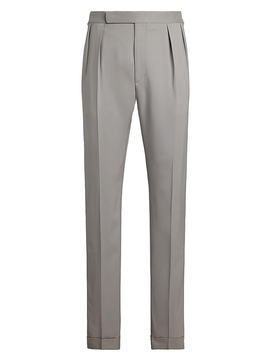 Men's Gregory Wool Straight-Leg Pants - Light Grey - Size 38