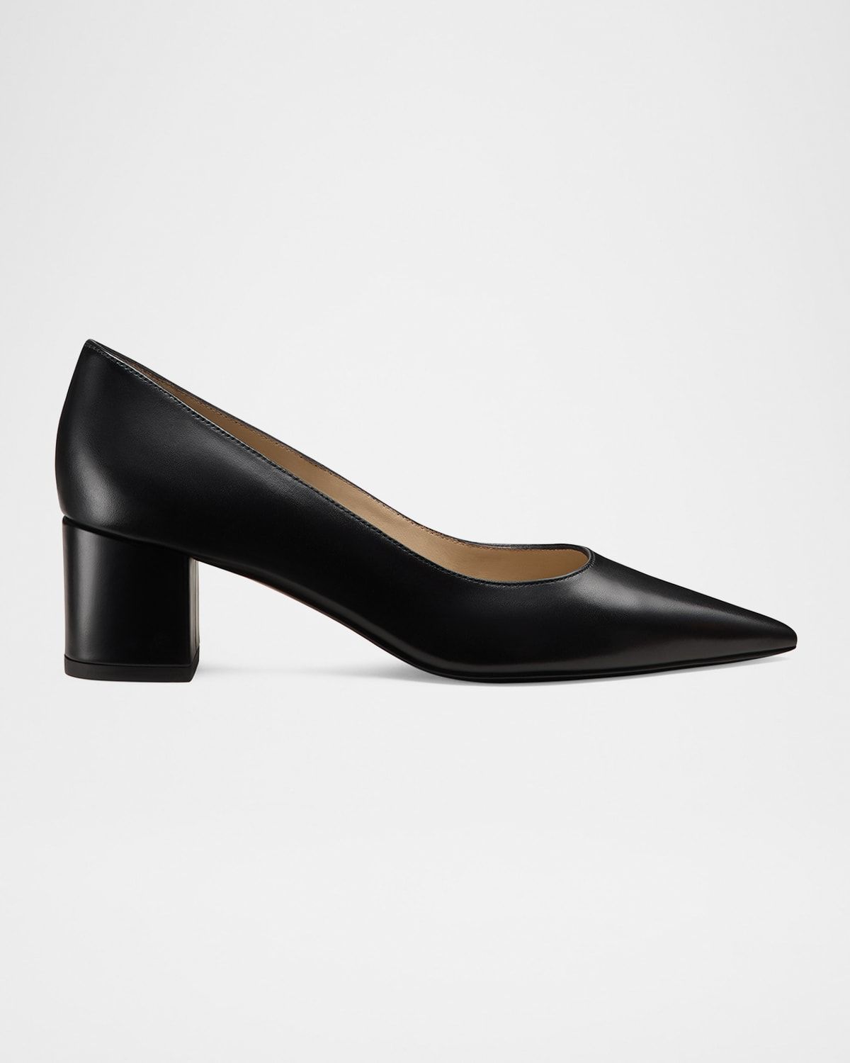 Stuart Leather Block-Heel Pumps