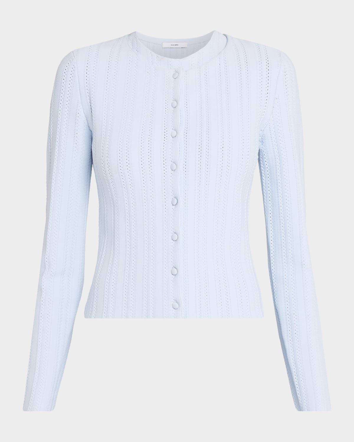 Faye Pointelle Knit Crewneck Cardigan