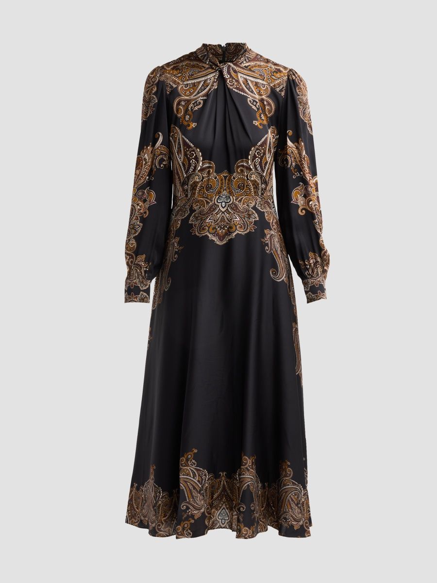 Elie Tahari Women's Raquel Paisley Silk-Blend Midi Dress - Venetian Paisley - Size 16