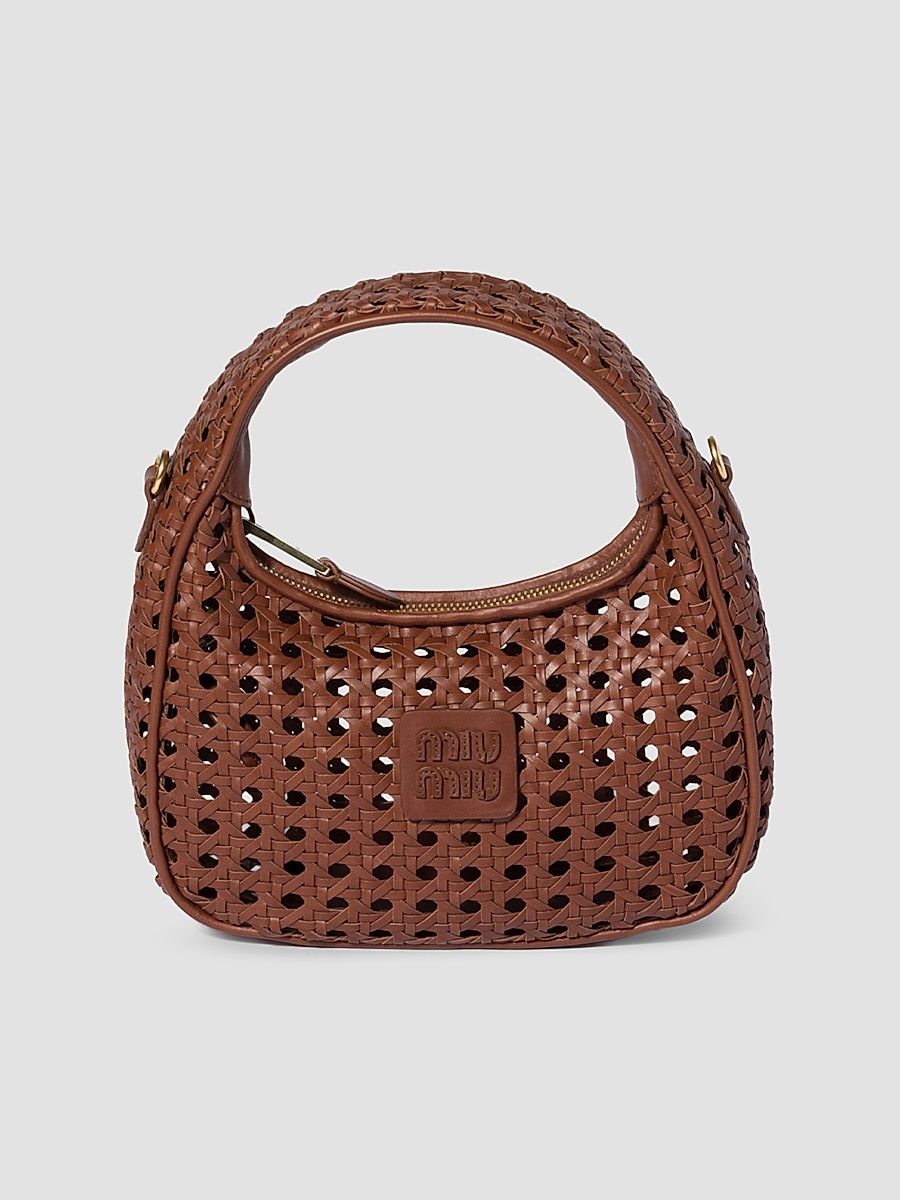 Women's Wander Woven Leather Top Handle Bag - Brown